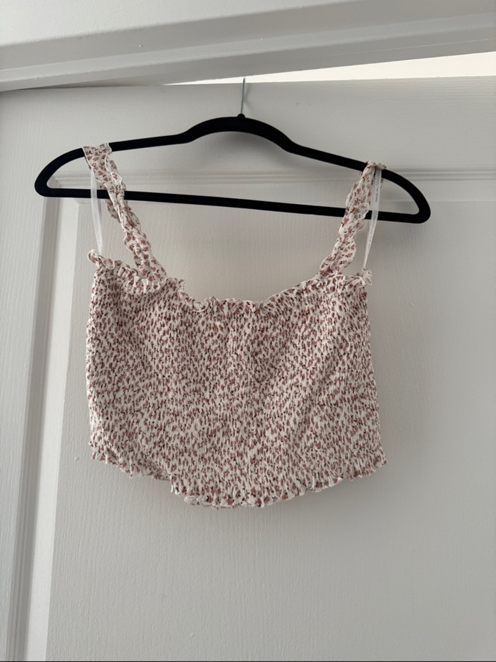 Faithfull the Brand Rowe Pink Floral Smocked Crop Top